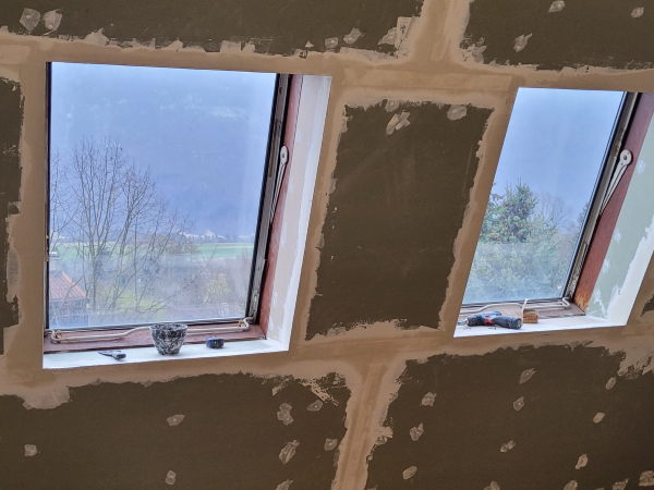 Montaža suhomontažnih plošč v mansardi - faza 1