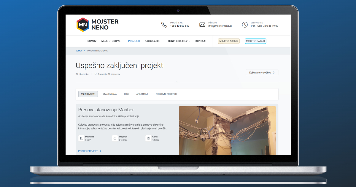 Uspešno zaključeni projekti in reference - Mojster Neno